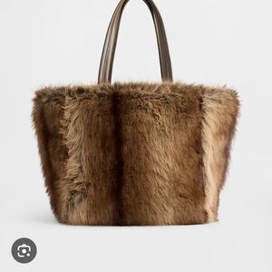 GAP Brown Faux Fur Tote Bag